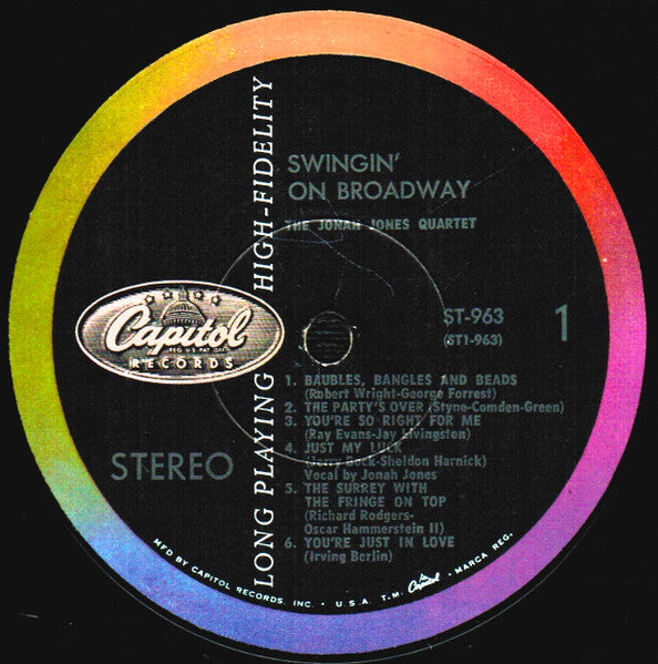 The Jonah Jones Quartet : Swingin' On Broadway (LP, Album, Scr)