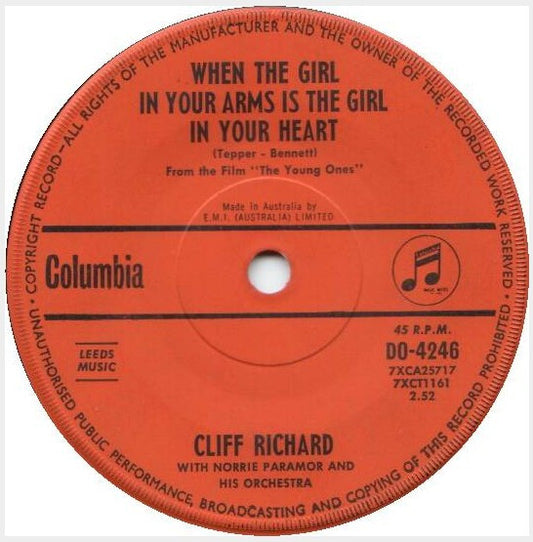 Cliff Richard : When The Girl In Your Arms Is The Girl In Your Heart (7", Single)