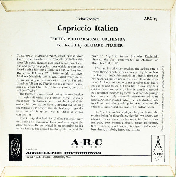 Tchaikovsky*, Leipzig Philharmonic Orchestra, Gerhard Pfluger* : Capriccio Italien, Op. 45 (7")