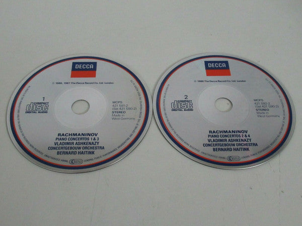 Rachmaninov* - Vladimir Ashkenazy, Concertgebouw Orchestra*, Bernard Haitink : The Four Piano Concertos (2xCD, Comp, RE)