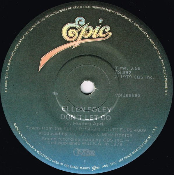 Ellen Foley : We Belong To The Night (7", Single)