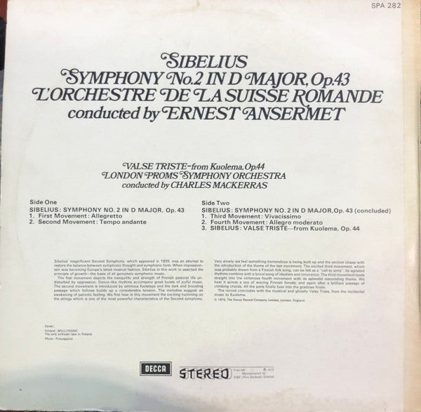 Jean Sibelius : Symphony No. 2 / Valse Triste (LP, Comp)