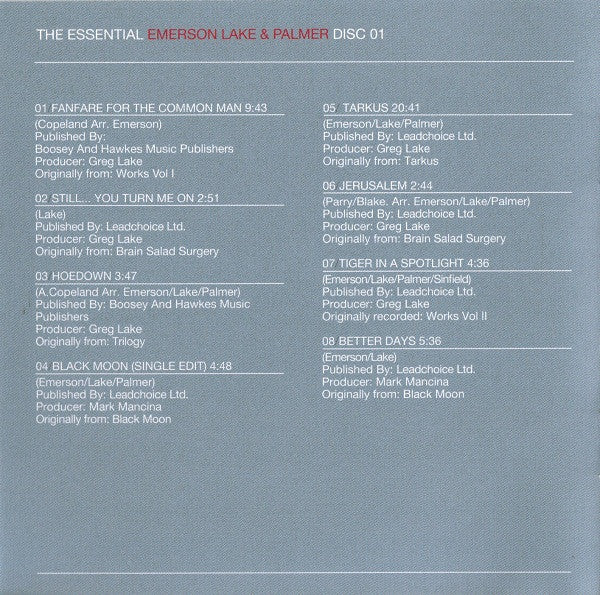 Emerson Lake & Palmer* : The Essential Emerson Lake & Palmer (2xCD, Comp)