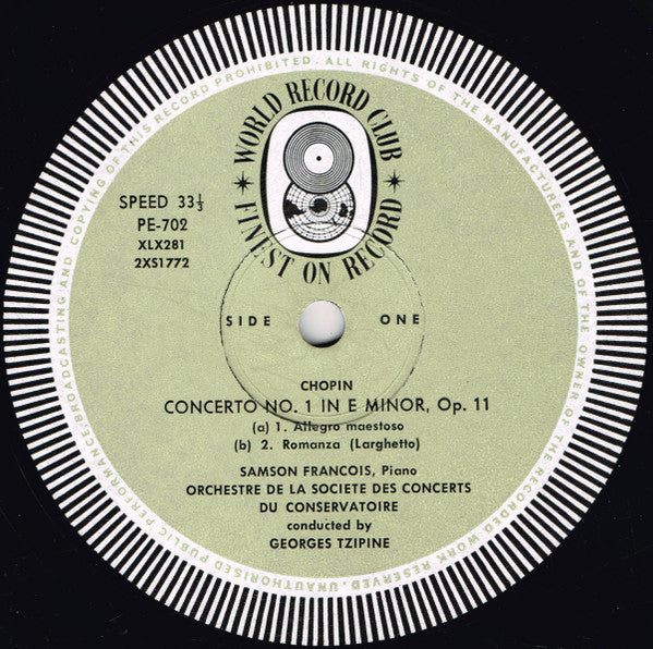 Franz Liszt, Frédéric Chopin / Samson François, Orchestre De La Société Des Concerts Du Conservatoire Conducted By Georges Tzipine : Two Famous Concertos (LP, Album, Mono, Club, RE, 3rd)