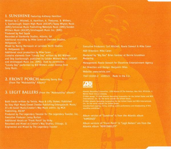 Twista Featuring Anthony Hamilton : Sunshine (CD, Single)