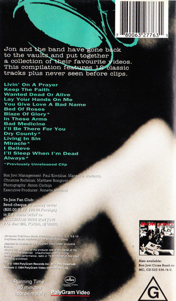 Bon Jovi : Cross Road / The Best Of Bon Jovi (VHS, Comp, PAL)