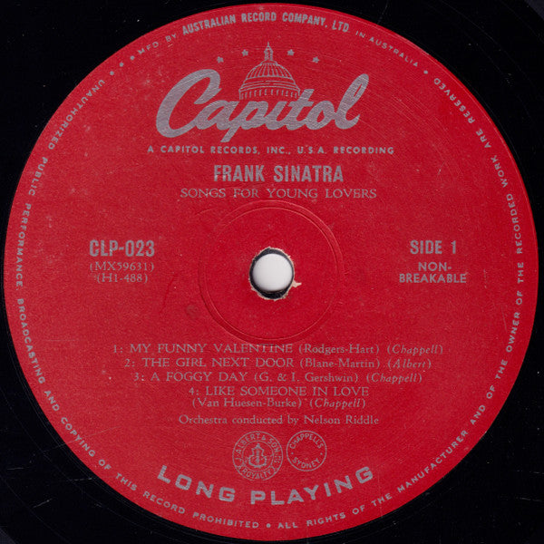 Frank Sinatra : Songs For Young Lovers (10", Album, Mono)