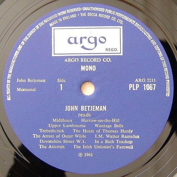 John Betjeman : John Betjeman Reads Selected Poems (Volume Two) (LP, Mono, RE)