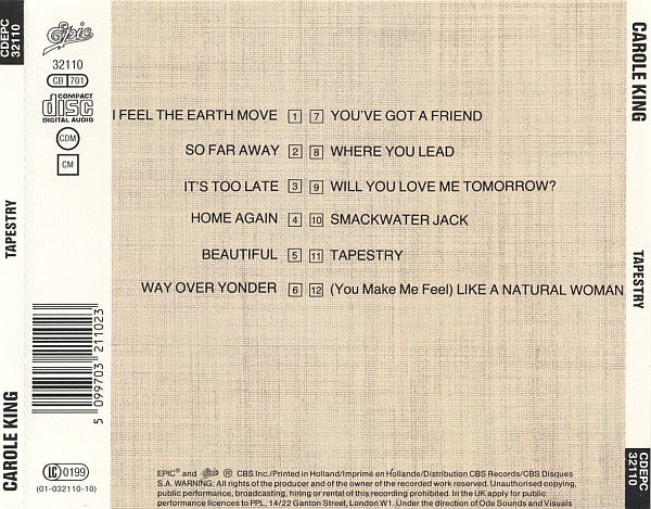 Smackwater Jack Carole King Tapestry Tracklist Buy Carole King - Main Image