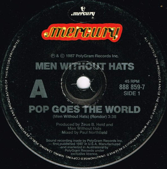 Men Without Hats : Pop Goes The World (7")