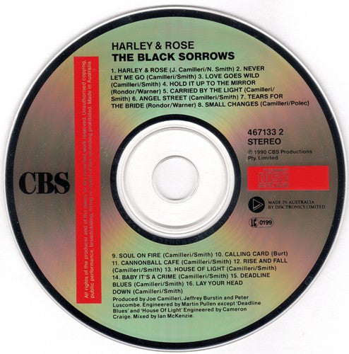 The Black Sorrows : Harley And Rose (CD, Album, Dis)