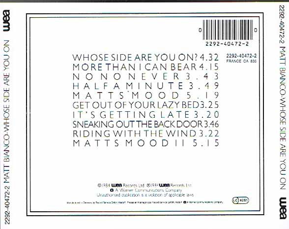 Matt Bianco : Whose Side Are You On (CD, Album, RE)