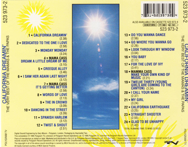 The Mamas & The Papas : California Dreamin' (The Very Best Of The Mamas & The Papas) (CD, Comp)