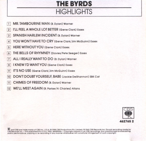 The Byrds : Highlights (CD, Comp, RE)