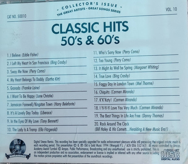 Various : Classic Hits - 50's & 60's (CD, Comp)