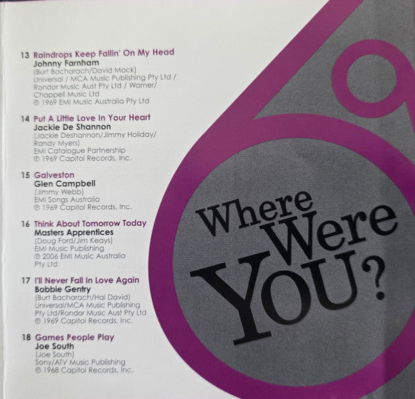 Various : Where Were You? 1969 (CD, Comp)