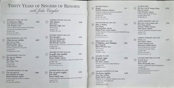 John Cargher, Various : Thirty Years Of Singers Of Renown (CD, Comp)