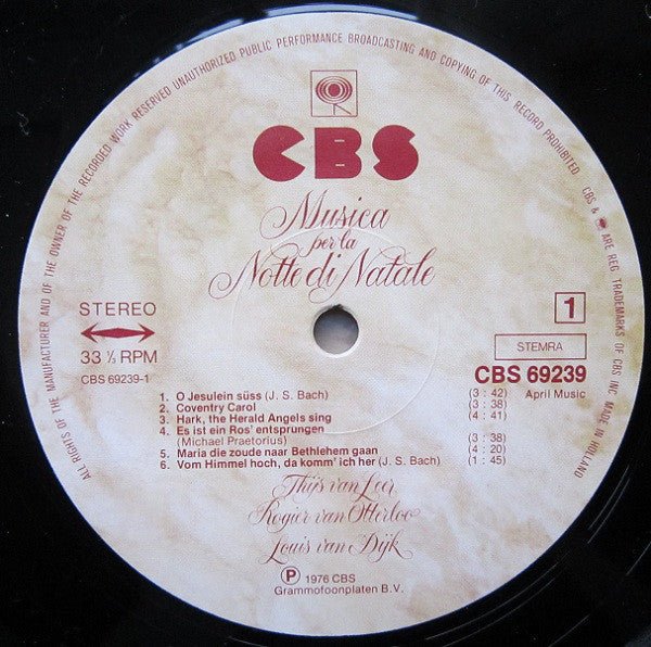 Thijs van Leer, Rogier van Otterloo, Louis van Dijk : Musica Per La Notte Di Natale (LP, Emb)