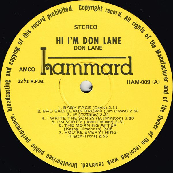 Don Lane : Hi, I'm Don Lane (LP, Album)