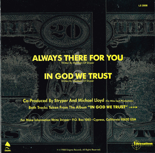 Stryper : Always There For You (7", Single)