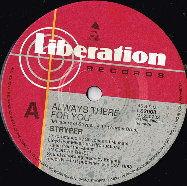 Stryper : Always There For You (7", Single)