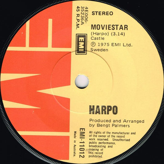 Harpo : Moviestar (7", Single)