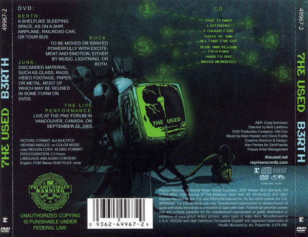 The Used : Berth (HDCD, Album + DVD-V, NTSC)