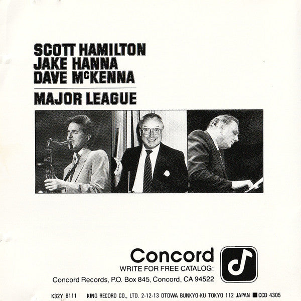 Scott Hamilton, Jake Hanna, Dave McKenna : Major League (CD, Album)
