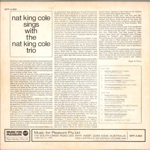 The Nat King Cole Trio : Nat King Cole Sings With The Nat King Cole Trio (LP, Comp, Mono, RE)
