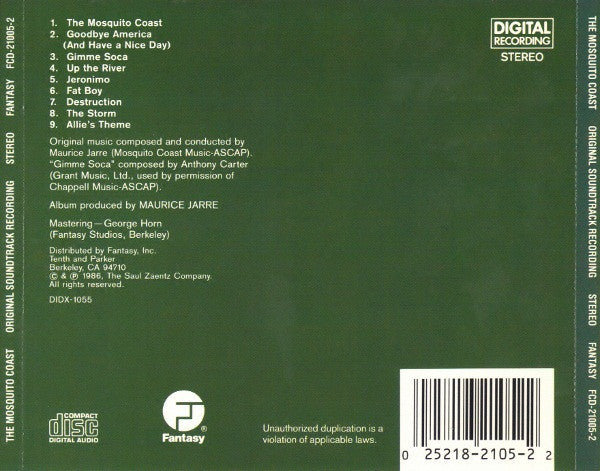 Maurice Jarre : The Mosquito Coast (Original Soundtrack Recording) (CD, Album)