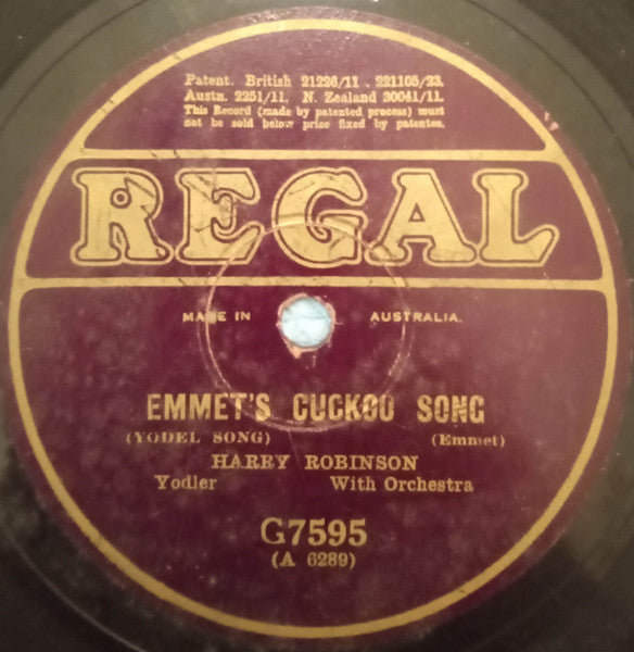 Harry Robinson* : Emmet's Cuckoo Song / Emmet's Lullaby (Shellac, 10")