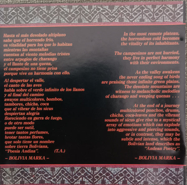 Bolivia Marka : Poesila Andina (CD, Album)