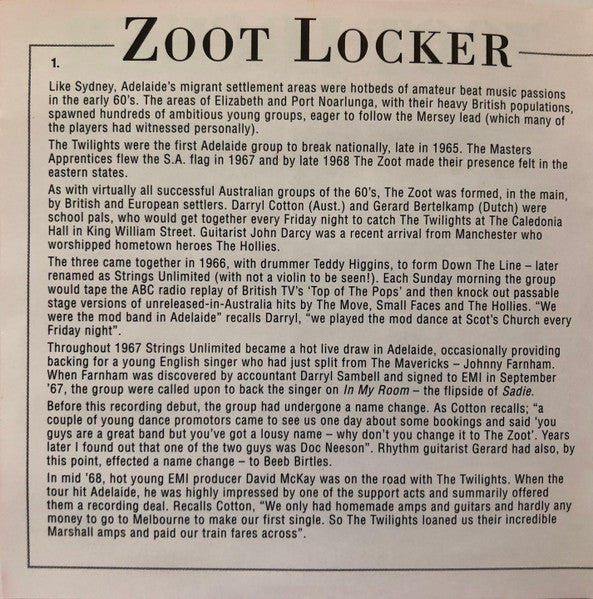 Zoot (2) : Zoot Locker (The Best Of The Zoot - 1968-1971) (CD, Comp)