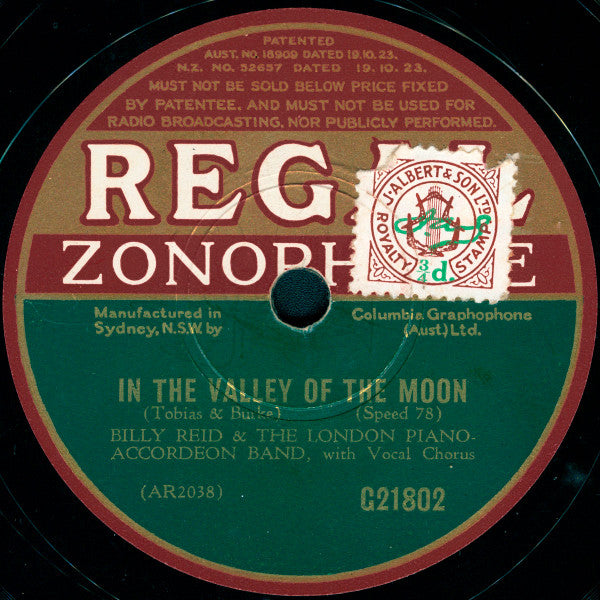 Billy Reid (2) And London Piano-Accordeon Band : In The Valley Of The Moon / Put A Little Spring-time (Shellac, 10")