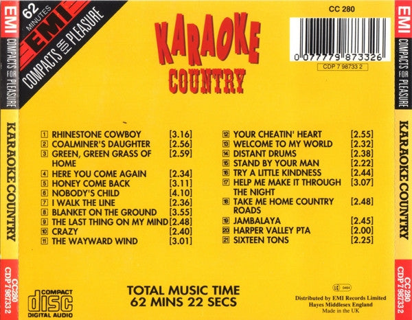 Unknown Artist : Karaoke Country (CD, Comp)