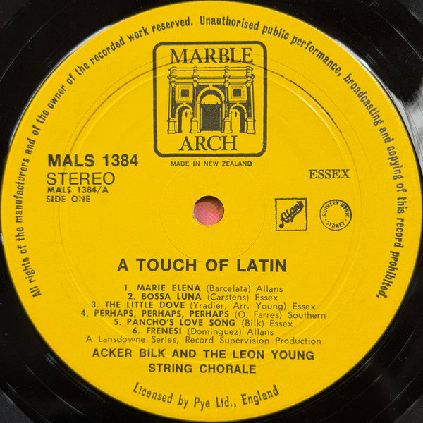 Mr. Acker Bilk* And The Leon Young String Chorale : A Touch Of Latin (LP, Album)
