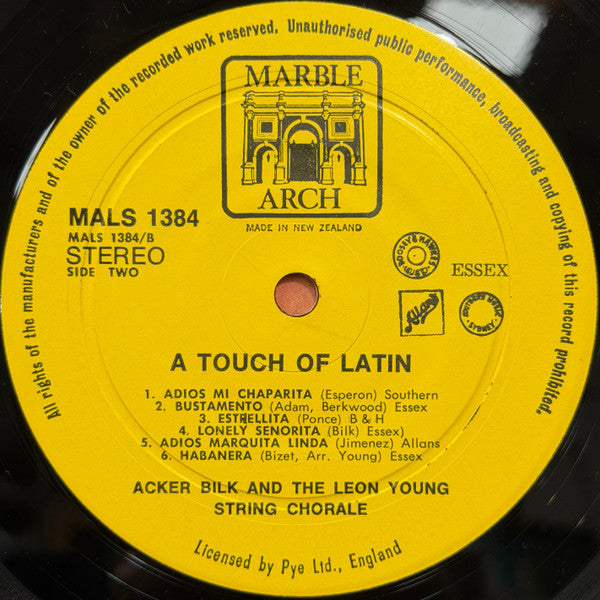 Mr. Acker Bilk* And The Leon Young String Chorale : A Touch Of Latin (LP, Album)