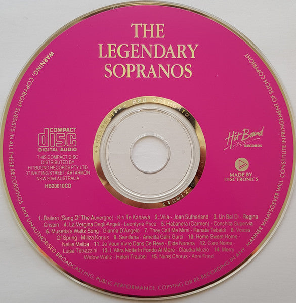 Various : The Legendary Sopranos - 15 Great Artists (CD, Album, Comp)