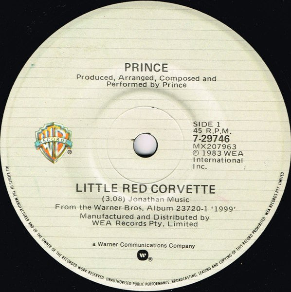 Prince : Little Red Corvette (7", Single)