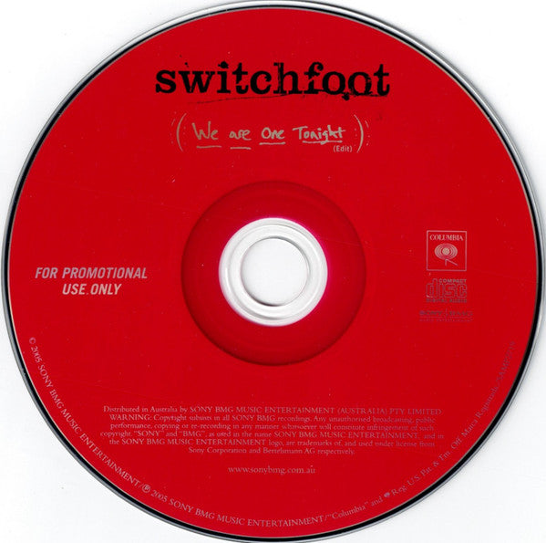 Switchfoot : We Are One Tonight (CD, Single, Promo)