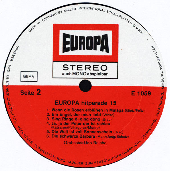 Orchester Udo Reichel : Europa Hitparade 15 (LP)