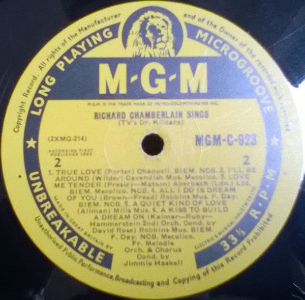 Richard Chamberlain : Richard Chamberlain Sings (TV's Dr. Kildare) (LP, Album, Mono)