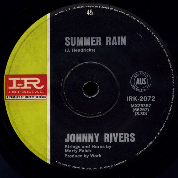 Johnny Rivers : Summer Rain / Memory Of The Coming Good (7")