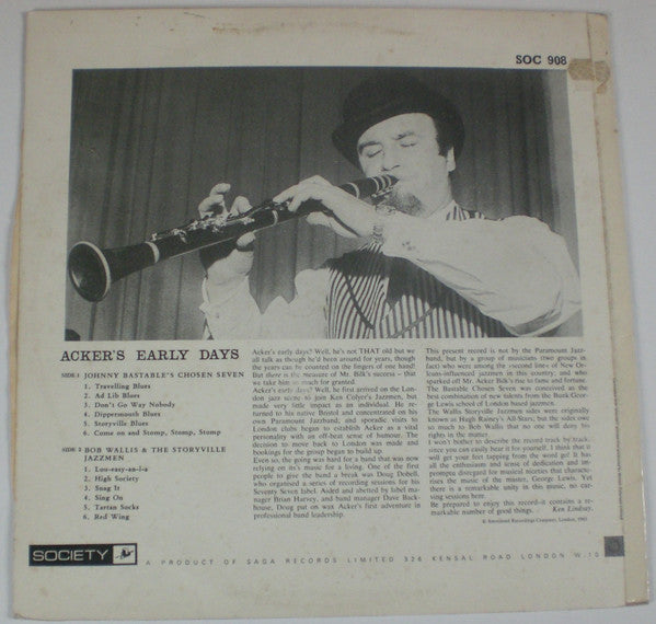 Acker Bilk With Johnny Bastable's Chosen Seven / BOb Wallis And His Storyville Jazzmen : Mister Acker Bilk Plays "My Early Days" (LP, Album)