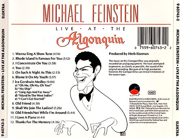 Michael Feinstein : Live At The Algonquin (CD, Album)