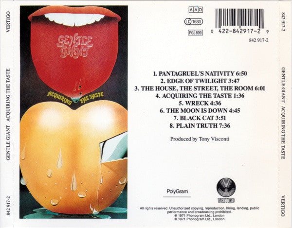 Gentle Giant : Acquiring The Taste (CD, Album, RE)