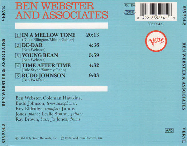 Ben Webster : Ben Webster And Associates (CD, Album, RE)