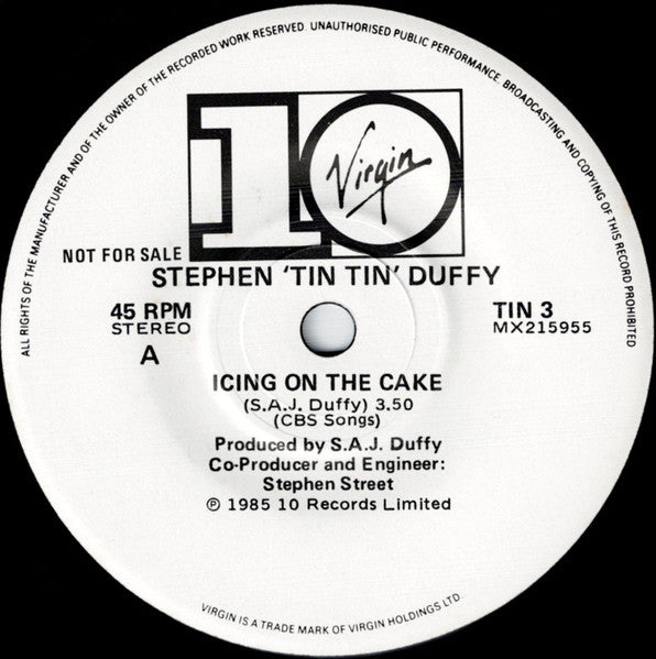 Stephen Tin Tin Duffy* : Icing On The Cake (7", Single, Promo)
