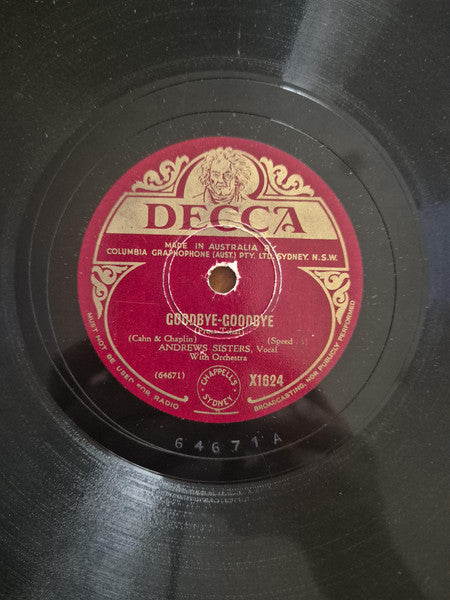 The Andrews Sisters : Goodbye-Goodbye / Lullaby To A Little Jitterbug (Shellac, 10")