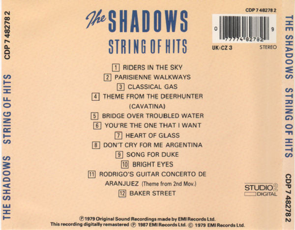 The Shadows : String Of Hits (CD, Album, RE, RM)